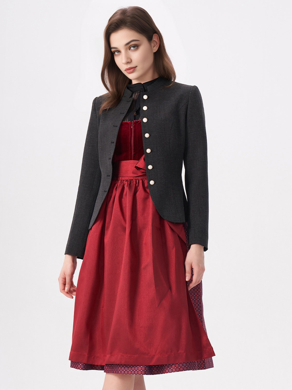 Dirndl Schwarz Rot Spitze