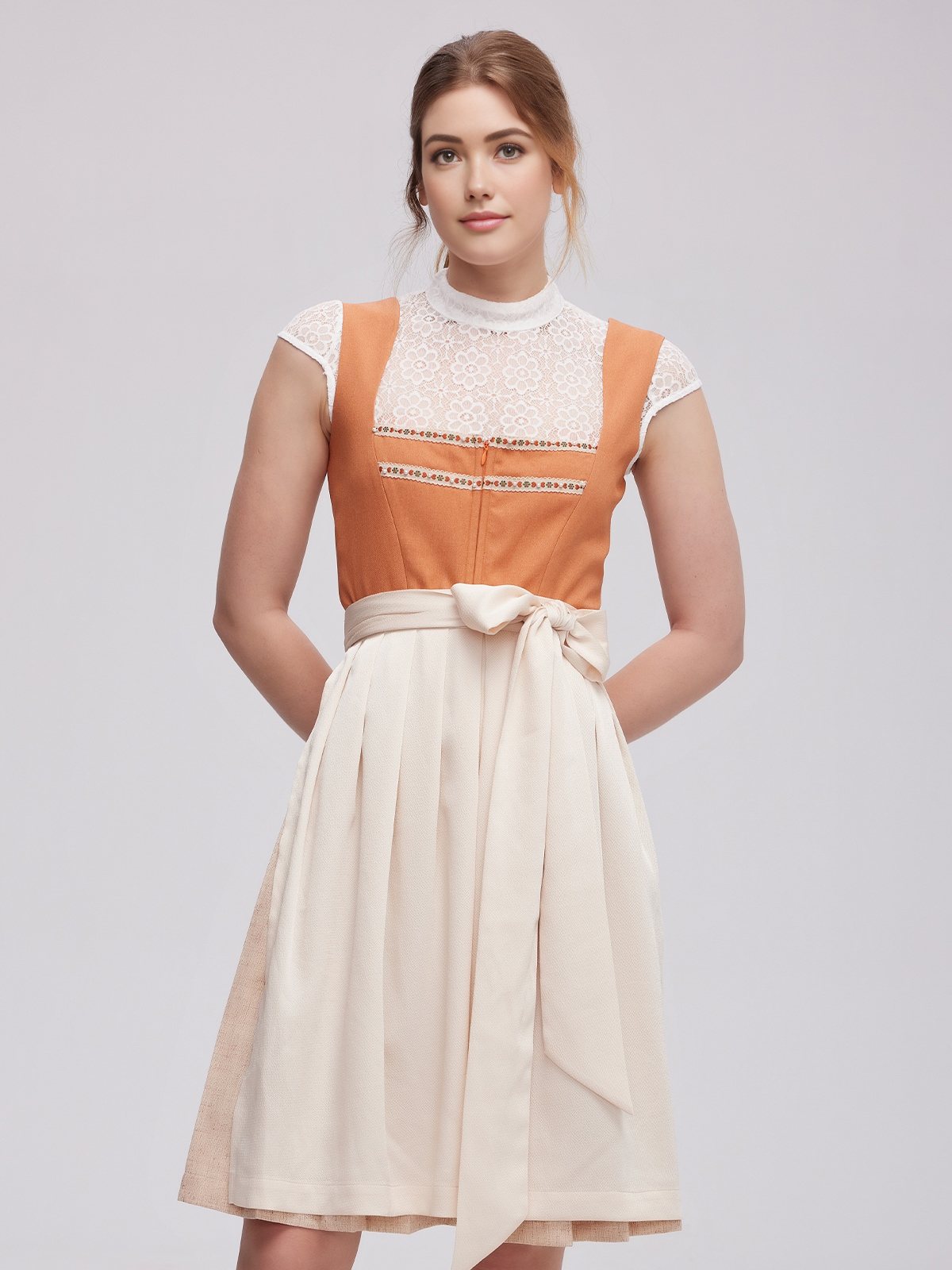 Dirndl rot hochgeschlossen in eleganter Ausführung