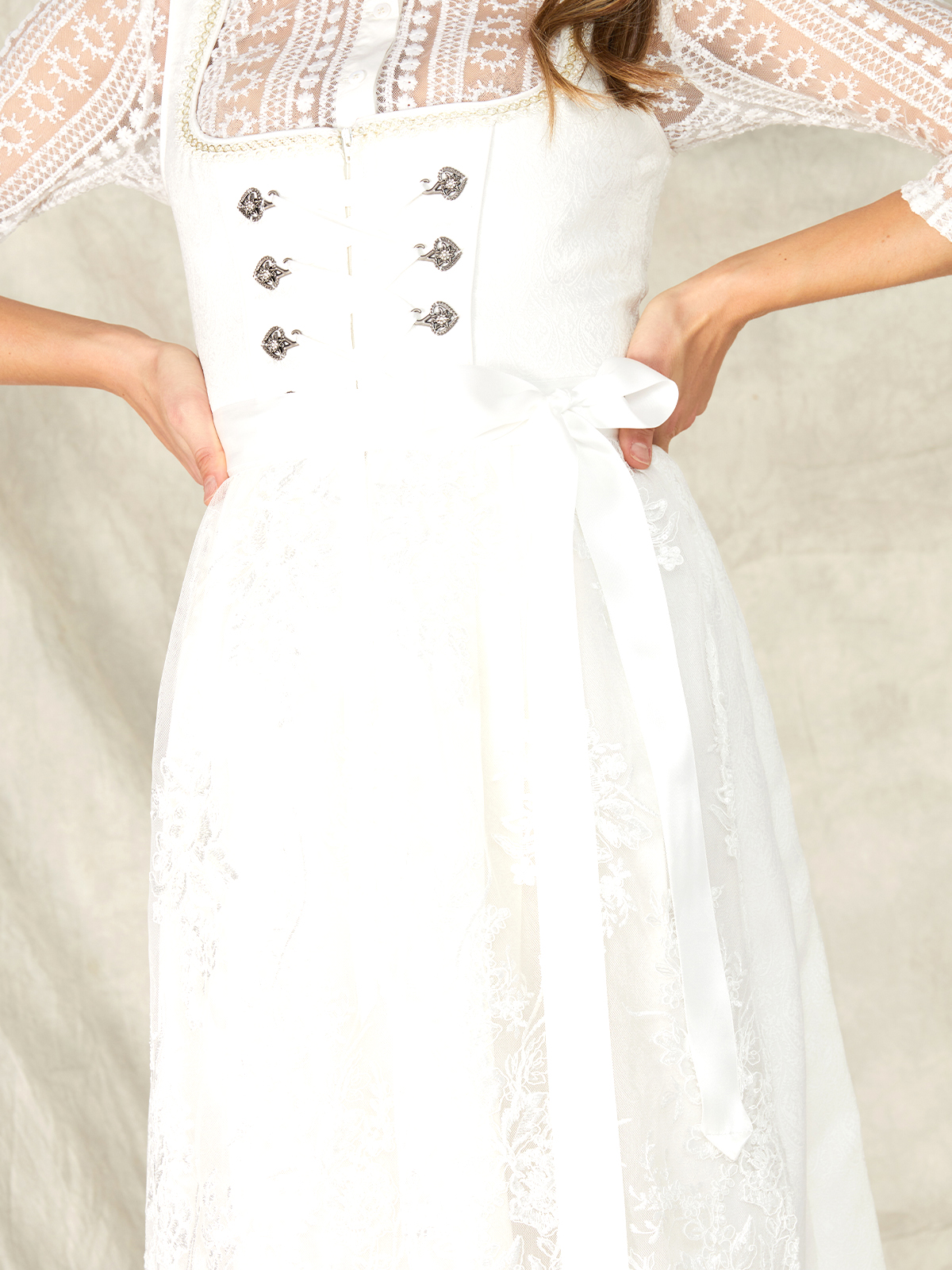 Dirndl Mini Damen in Weiß
