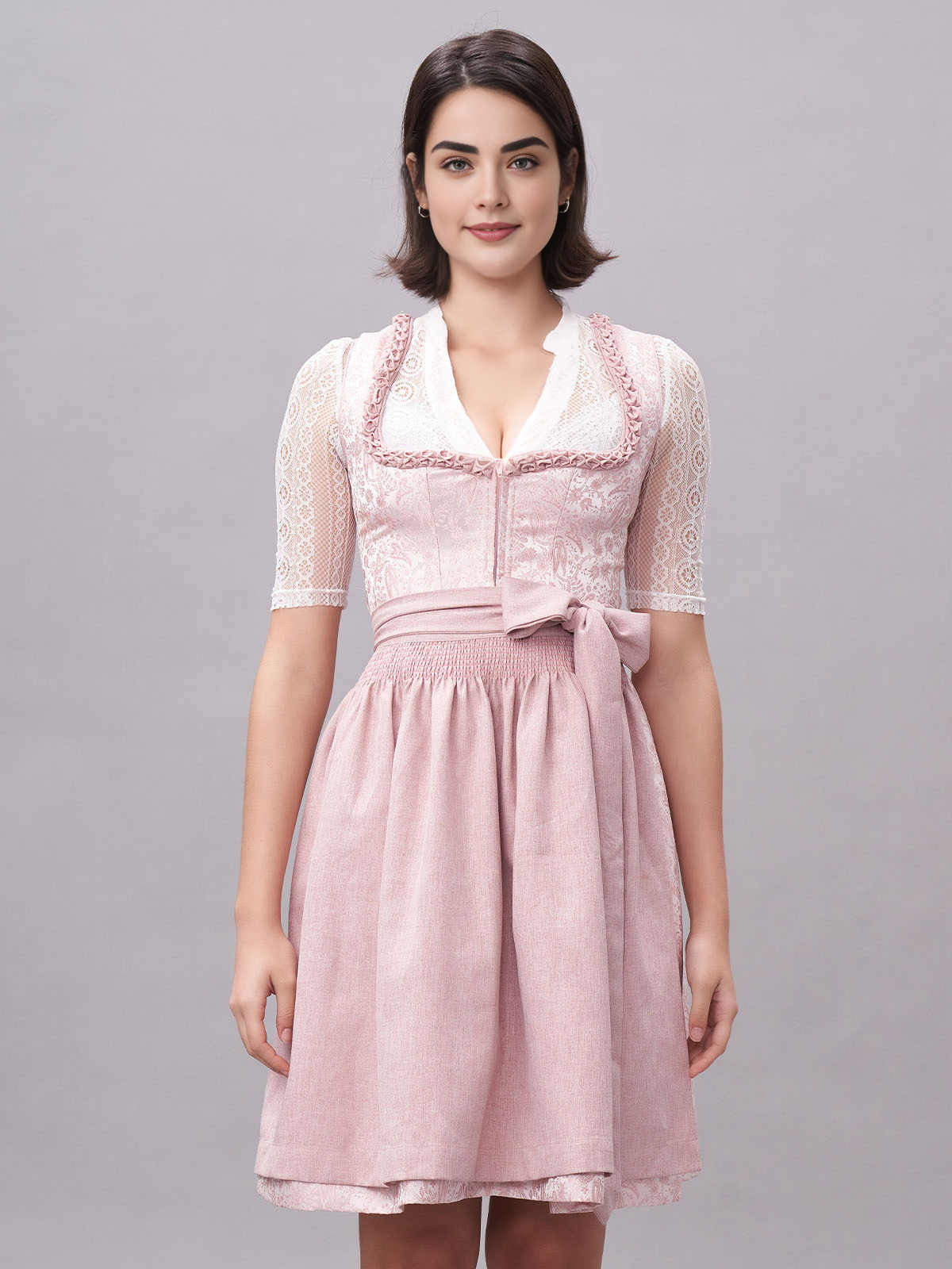 Dirndl Nachtblau mit rosa Akzenten