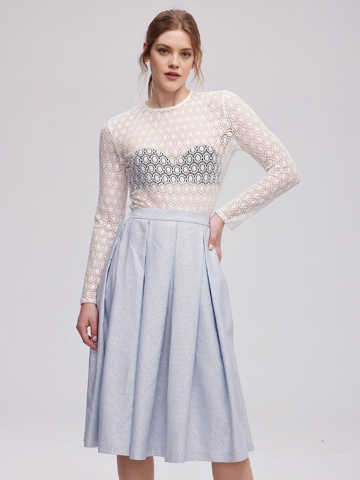 Dirndl hochgeschlossen blau